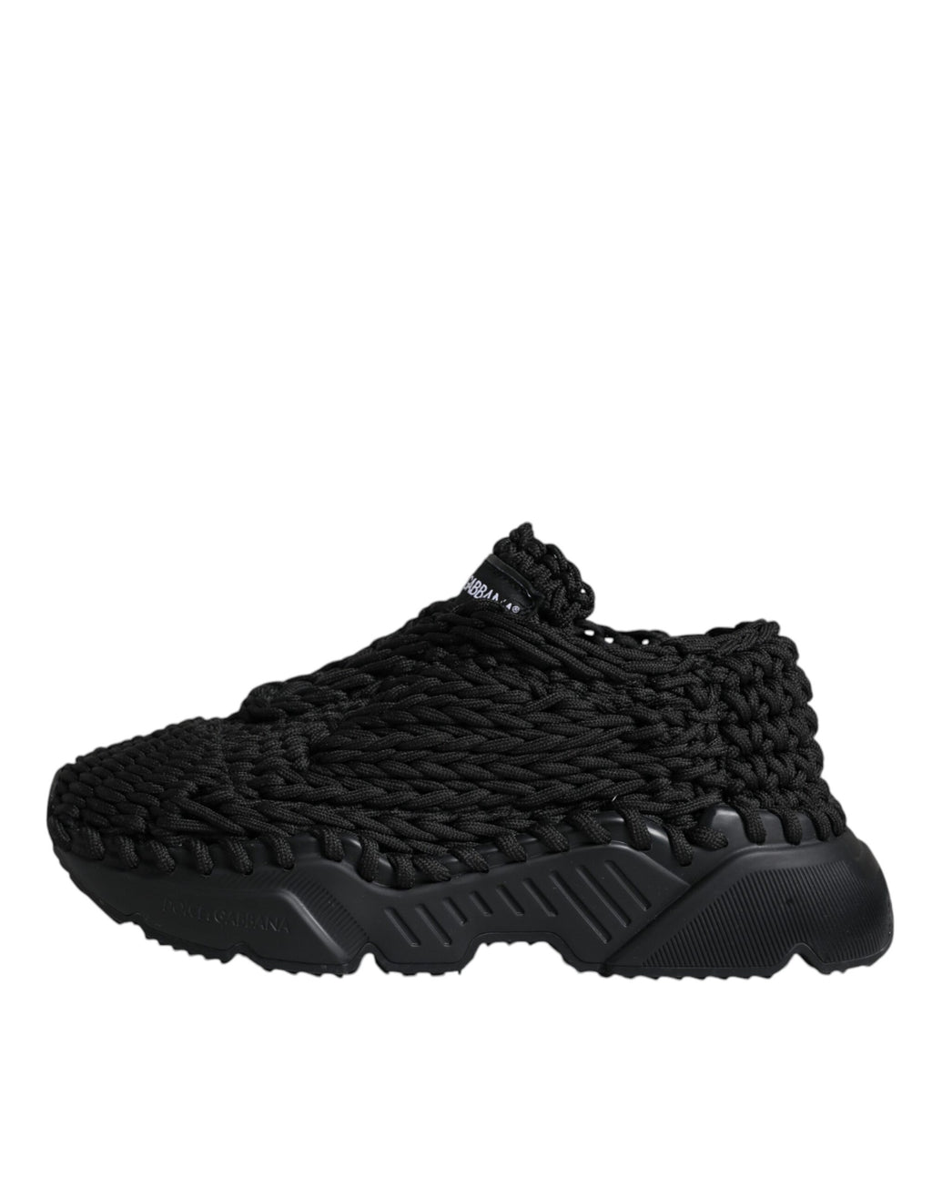 Chaussures Sneakers Dolce & Gabbana Daymaster noires en maille, vues de face avec détails de la tige et semelle blanche.