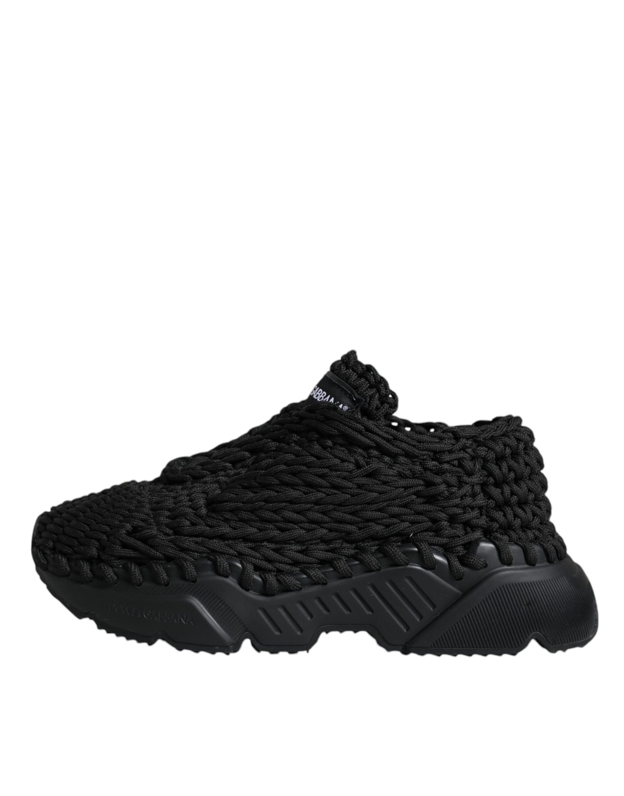 Chaussures Sneakers Dolce & Gabbana Daymaster noires en maille, vues de face avec détails de la tige et semelle blanche.