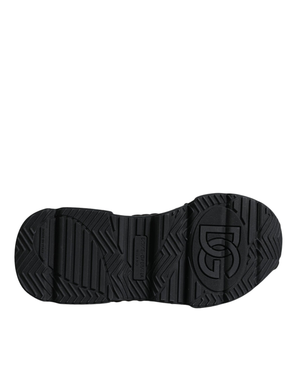 Chaussures sneakers Dolce & Gabbana Daymaster noires en tricot, vue de face, avec semelle blanche et design moderne.