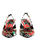Chaussures à talons Dolce & Gabbana en cuir multicolore avec cristaux et bride en slingback, élégantes et sophistiquées.