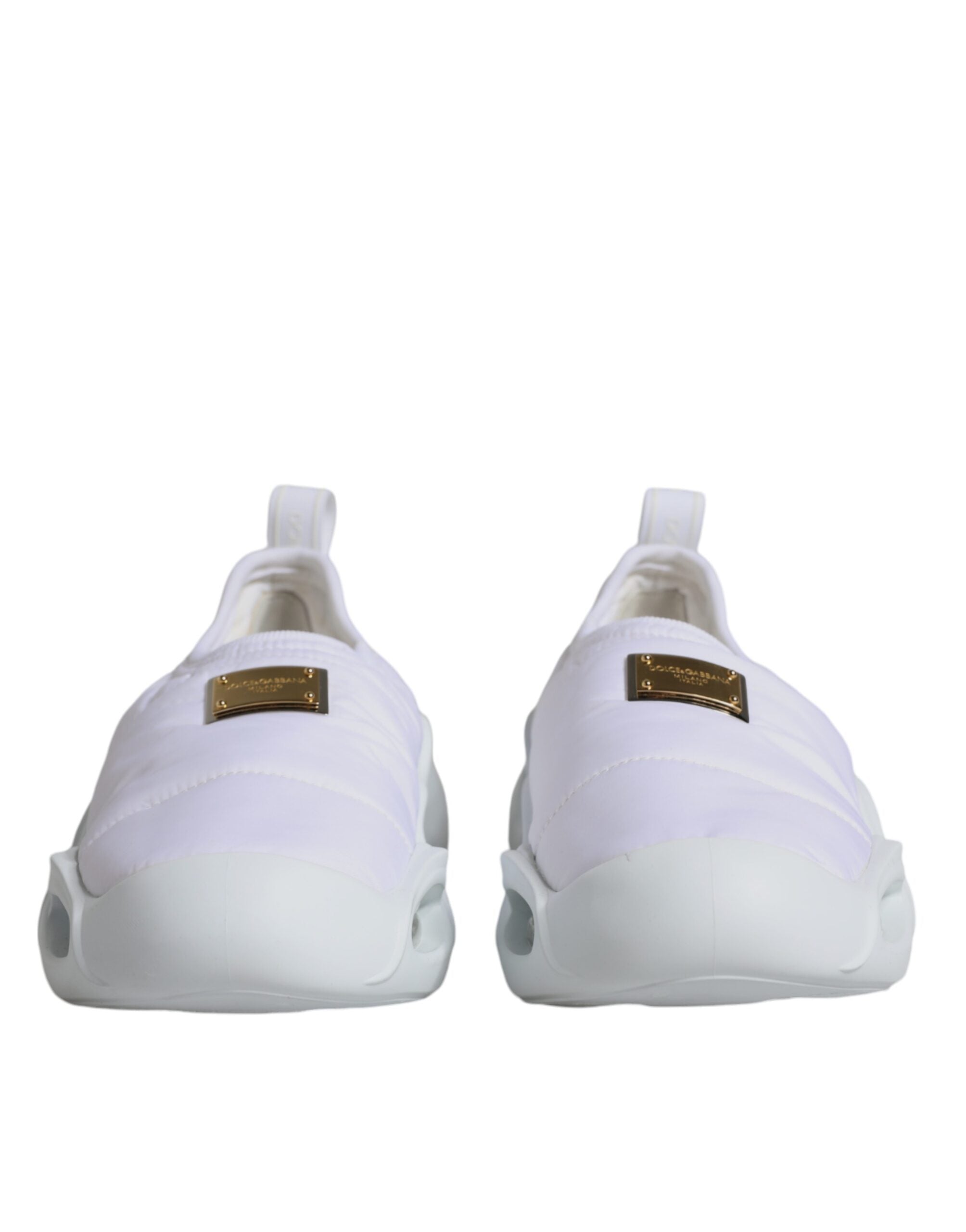Chaussures basses blanches Dolce & Gabbana en tissu rembourré, chaussures de sport élégantes et confortables.