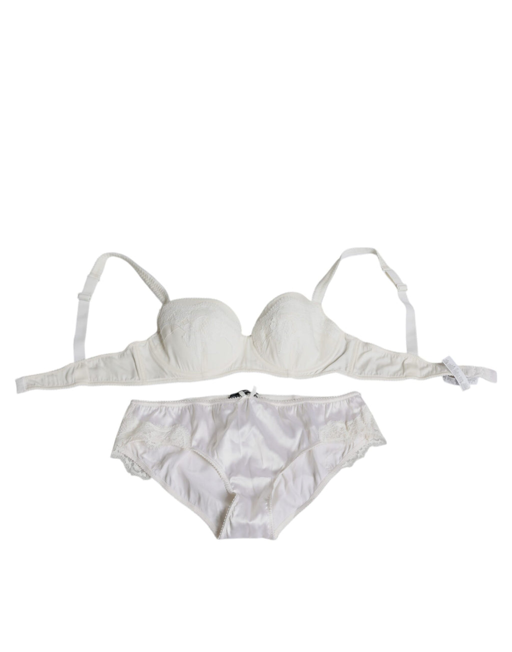 Culotte en soie blanche et soutien-gorge balconnet Dolce & Gabbana avec finition élégante et détail en dentelle.