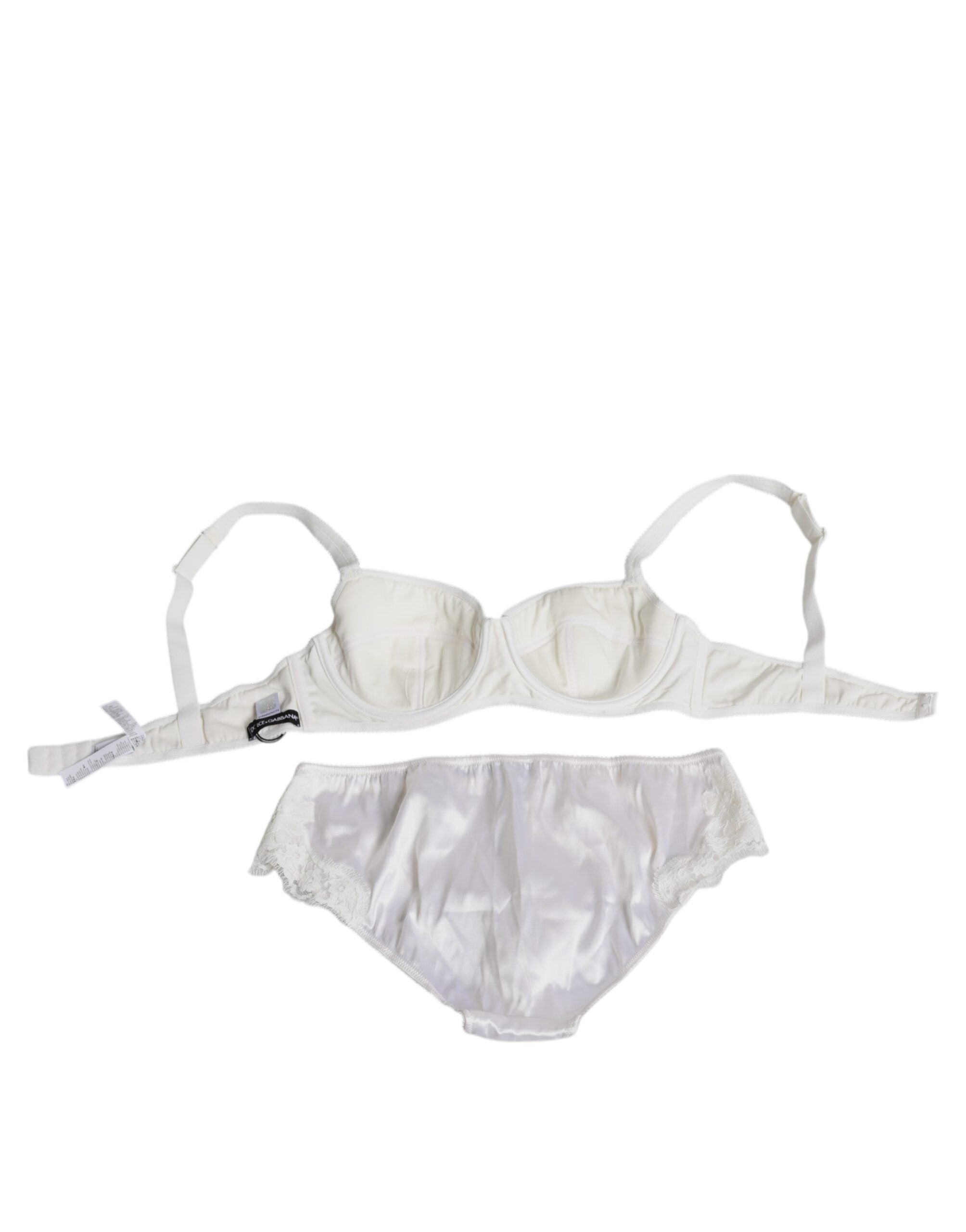 Culotte en soie blanche Dolce & Gabbana, sous-vêtements confortables et élégants, avec détail en dentelle et coupe ajustée.