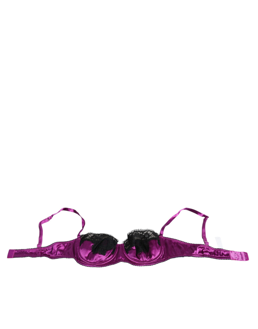 Soutien-gorge balconnet en soie violette Dolce & Gabbana avec armatures, détail élégant et finition raffinée.