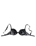 Soutien-gorge push-up Roberto Cavalli blanc à motif léopard, sous-vêtements élégants en dentelle et tissu fluide.