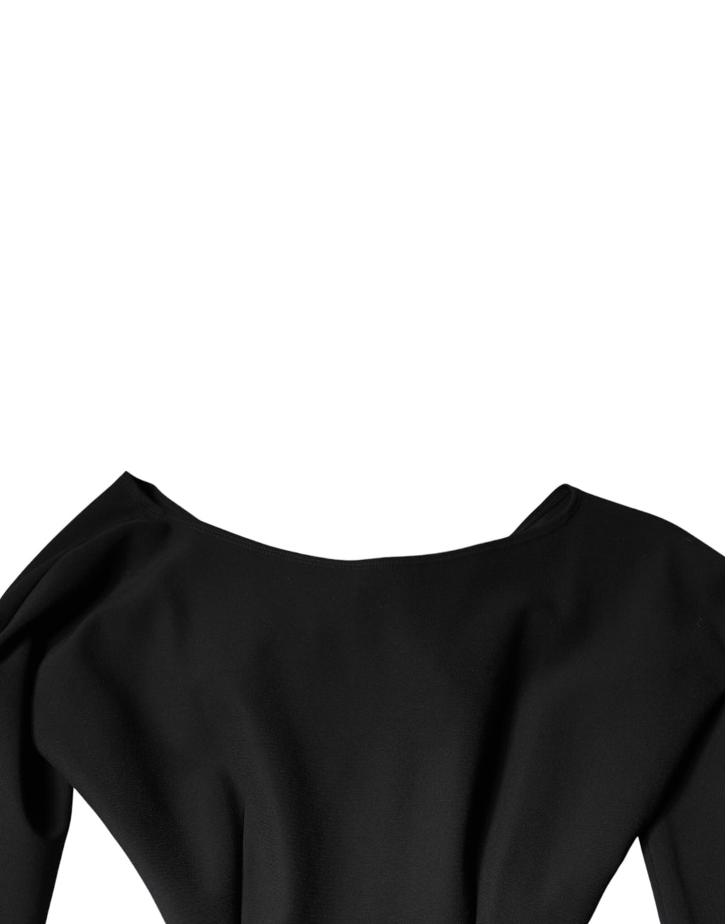 Robe courte noire en viscose à découpes, style trapèze à manches longues, par Dolce & Gabbana.
