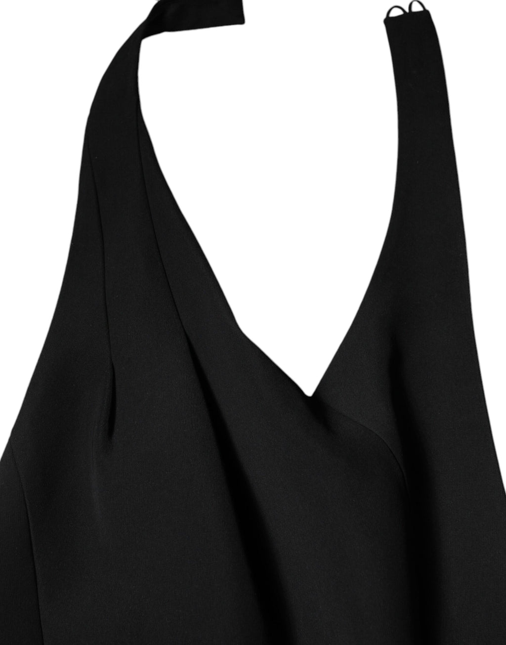 Robe longue noire sans manches Emporio Armani, robe de soirée moulante à col halter, élégante et sophistiquée.