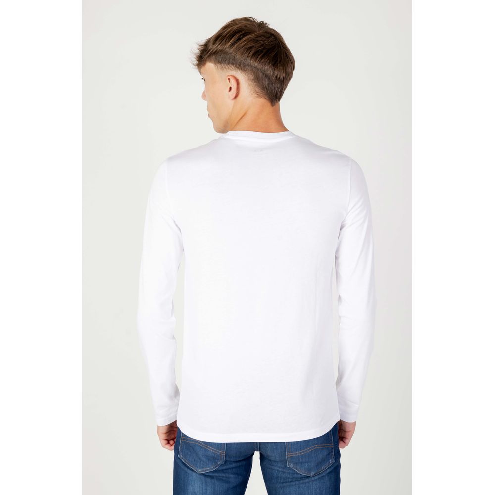 T-shirt à manches longues en coton blanc de la marque Armani Exchange, vue de face.