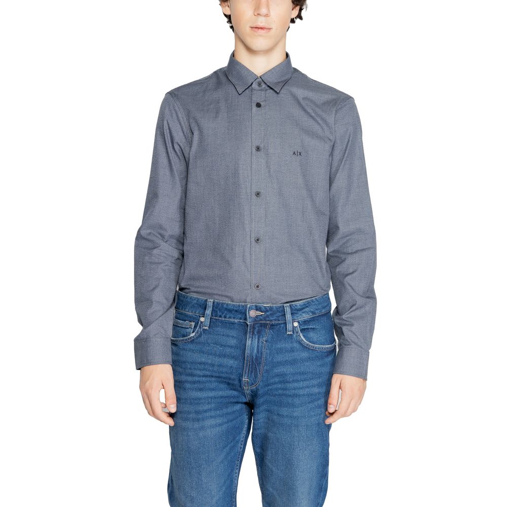Armani Exchange blaues Baumwollhemd