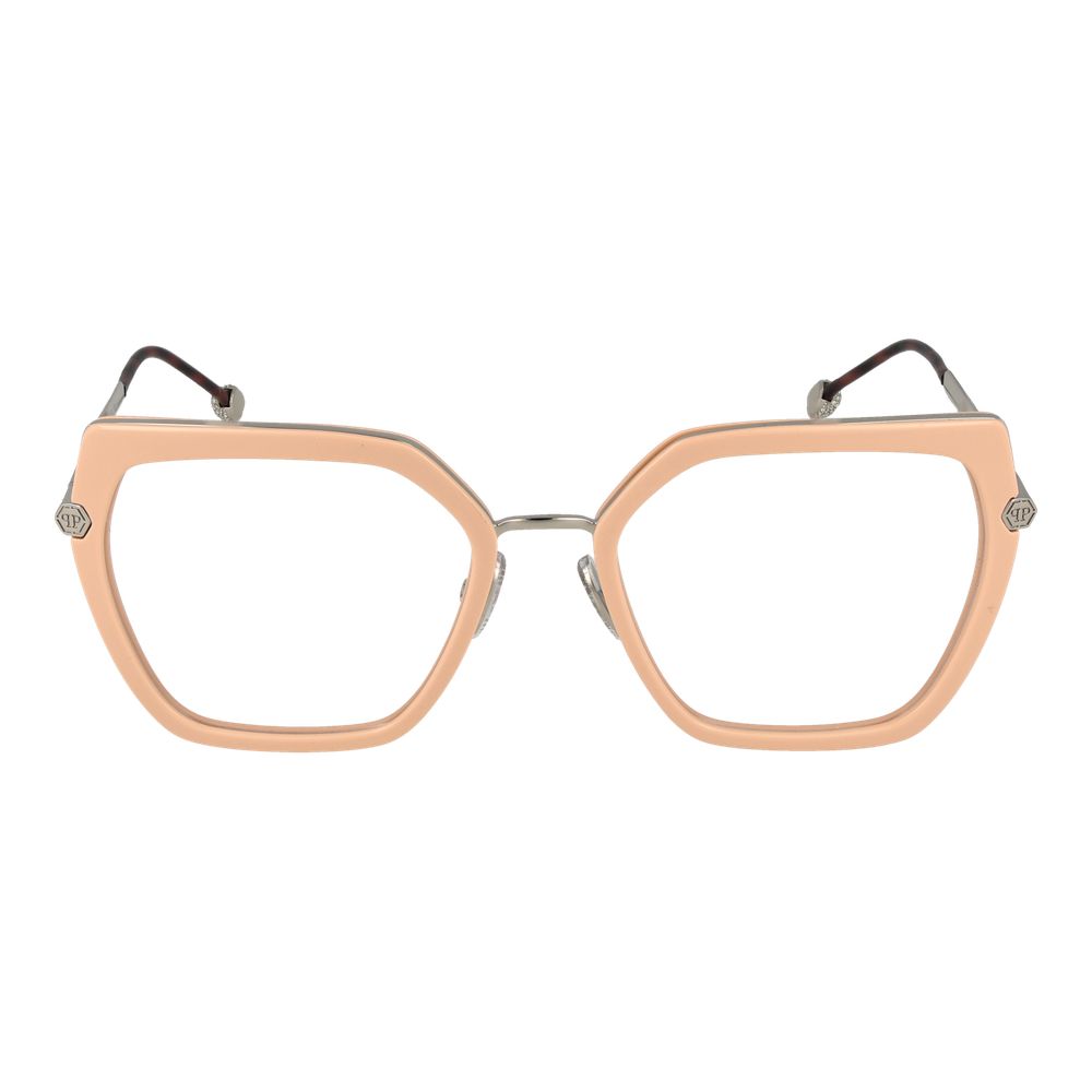 Lunettes de vue Philipp Plein en métal rose et plastique, avec monture élégante et moderne visible sur l'image.