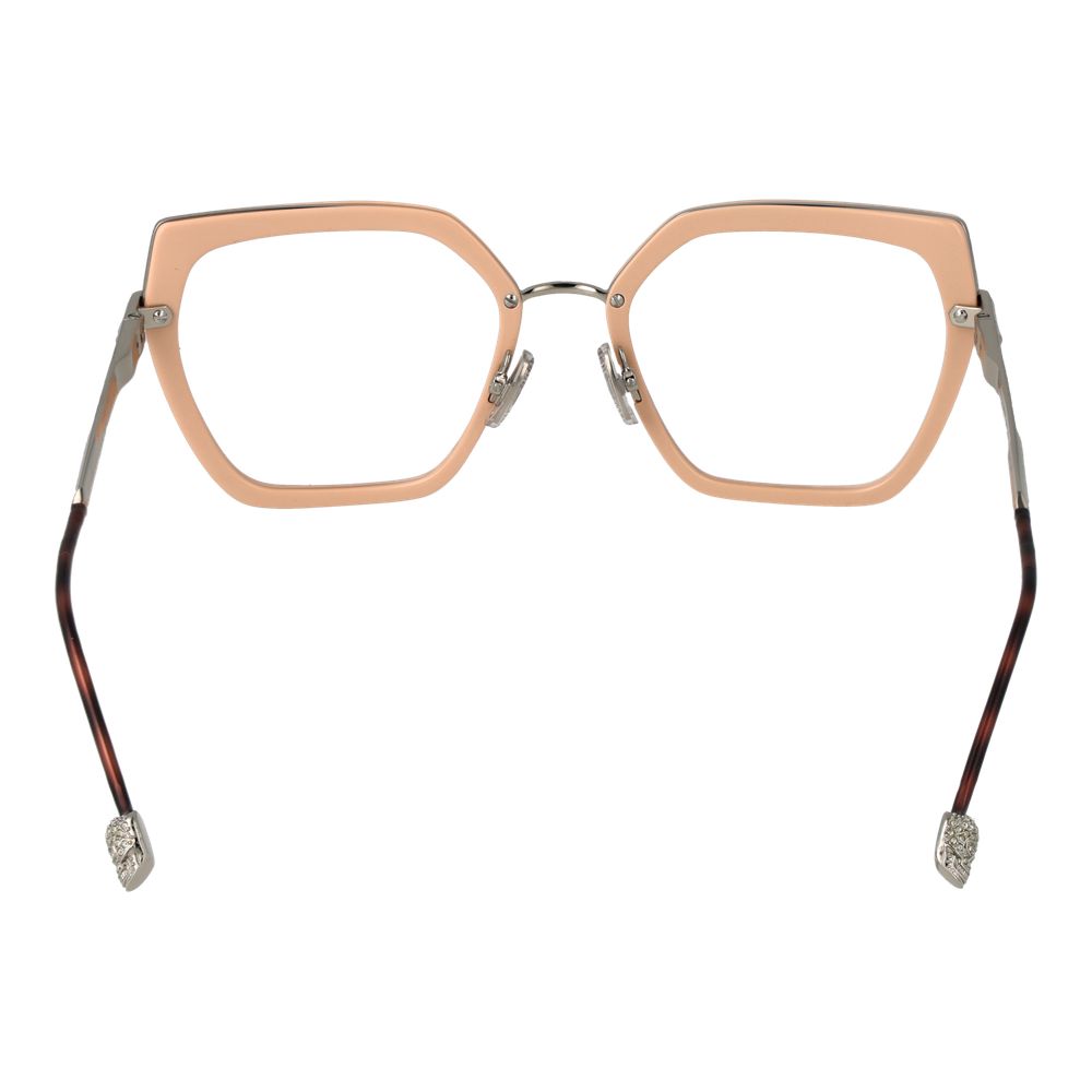 Lunettes de vue en métal et plastique rose de la marque Philipp Plein, avec monture élégante et moderne.