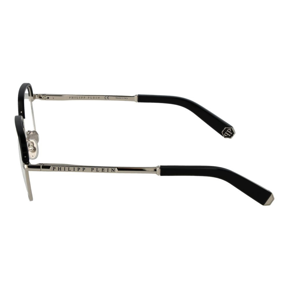Lunettes en métal noir Philipp Plein avec monture élégante et moderne, vue de face.
