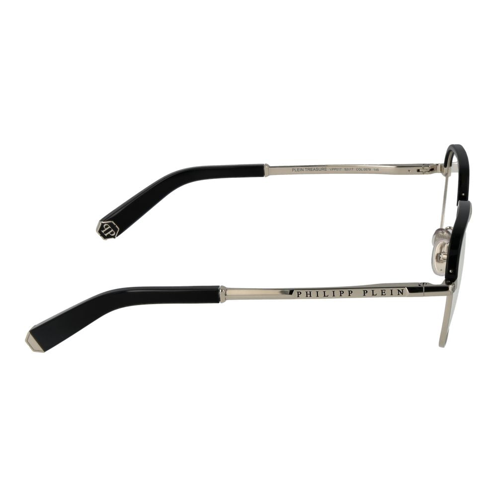 Lunettes en métal noir Philipp Plein avec monture élégante et moderne, vues de face.