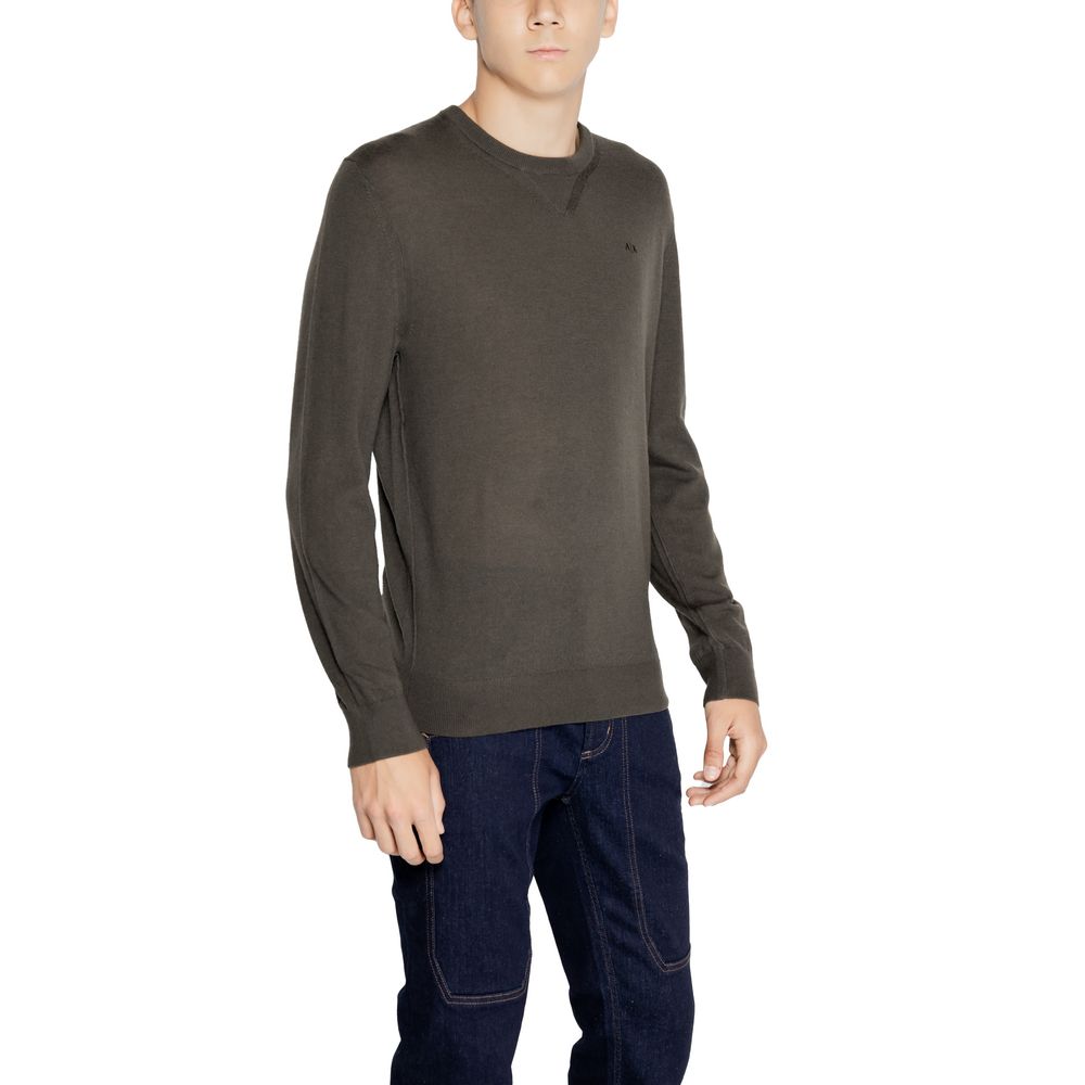 Sweatshirt en laine verte Armani Exchange, vue frontale avec logo discret, style décontracté et confortable.