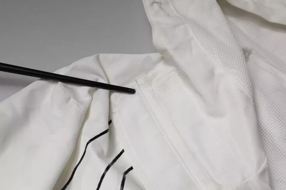 Parka blanche Dolce & Gabbana avec capuche, manteau en polyester, coupe trench, veste élégante pour femme