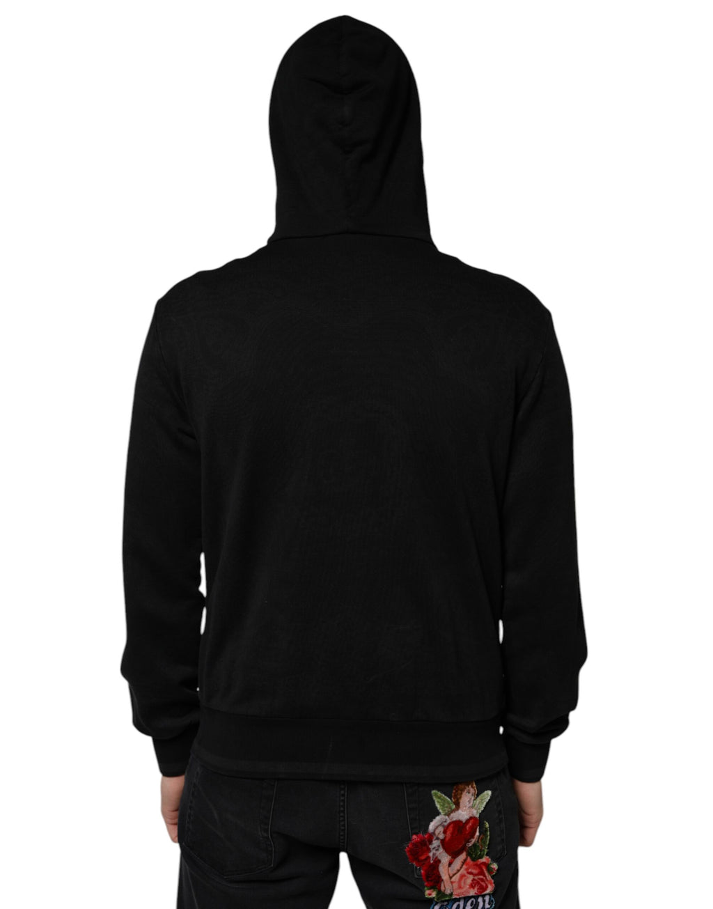 Veste bomber noire en coton Dolce & Gabbana à capuche avec fermeture éclair complète, style décontracté et moderne.