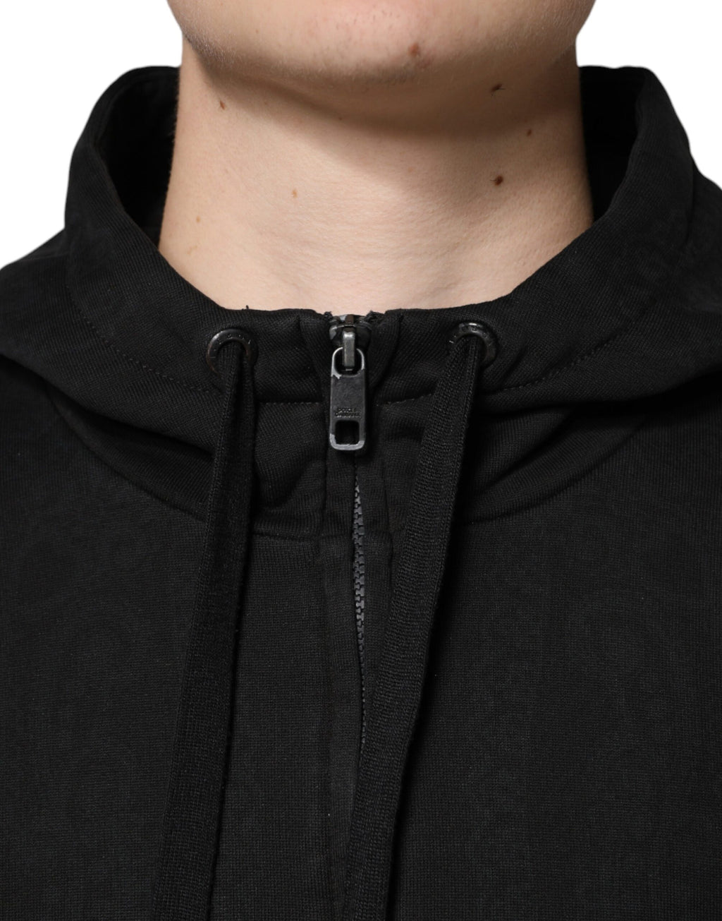 Veste bomber noire en coton à capuche et zip complet de Dolce & Gabbana, style décontracté et moderne.