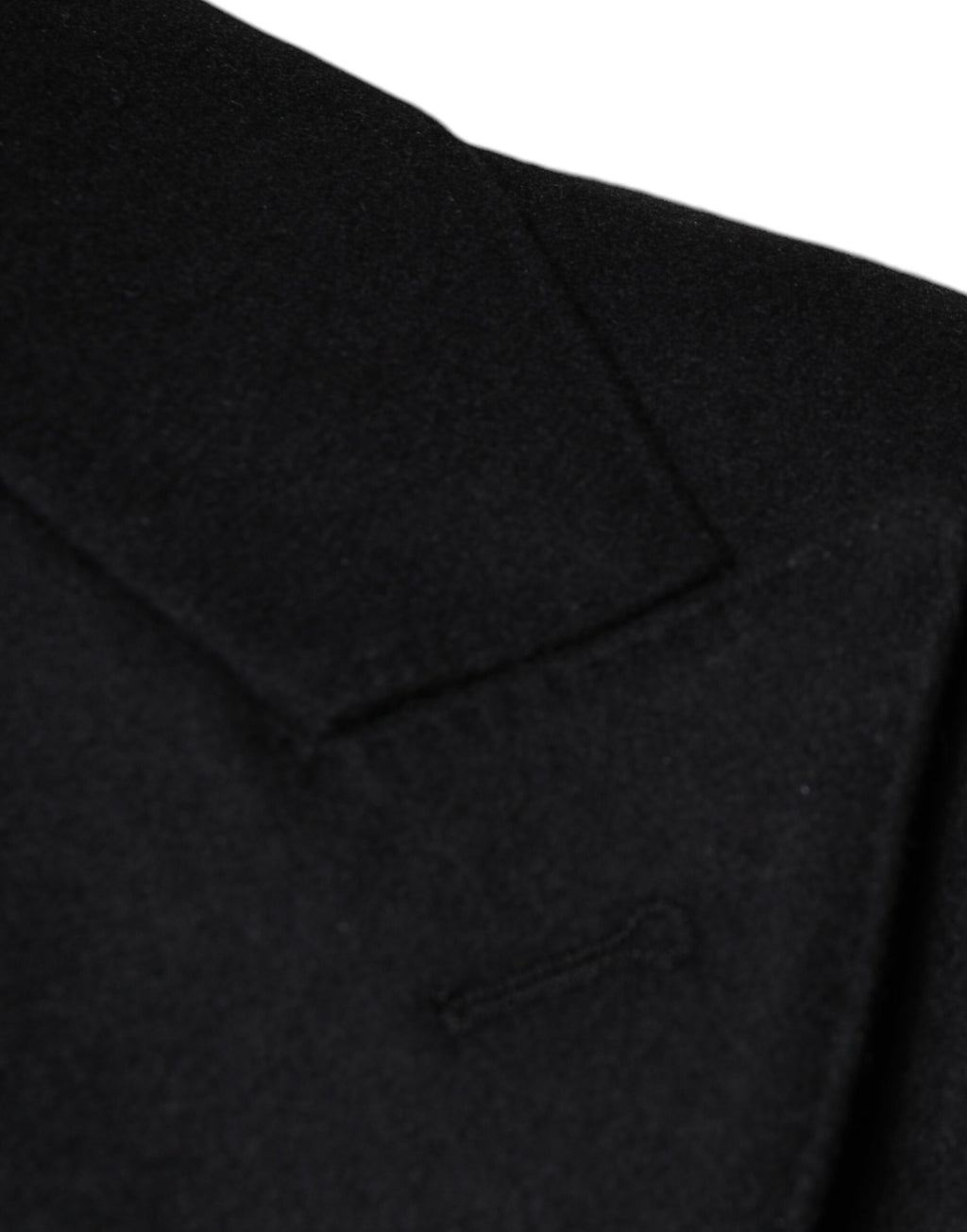 Manteau homme en laine noire Dolce & Gabbana, double boutonnage, style élégant et sophistiqué.