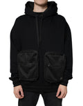 Sweatshirt à capuche noire Dolce & Gabbana pour homme, pull en molleton avec logo discret, mode élégante et décontractée.