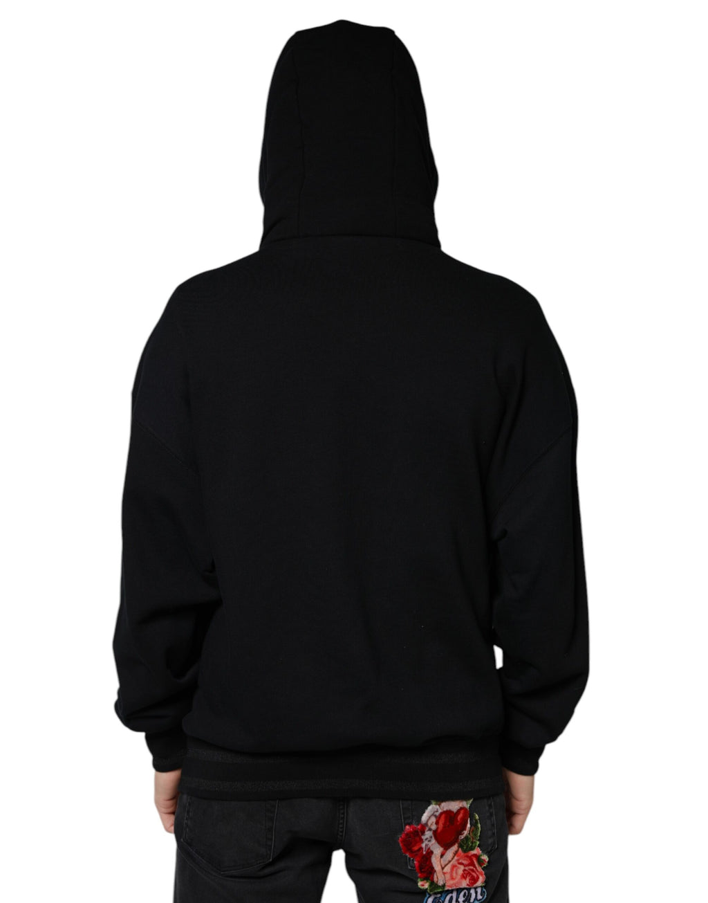 Sweat à capuche noir pour homme Dolce & Gabbana, pull décontracté avec capuche, style moderne et élégant.