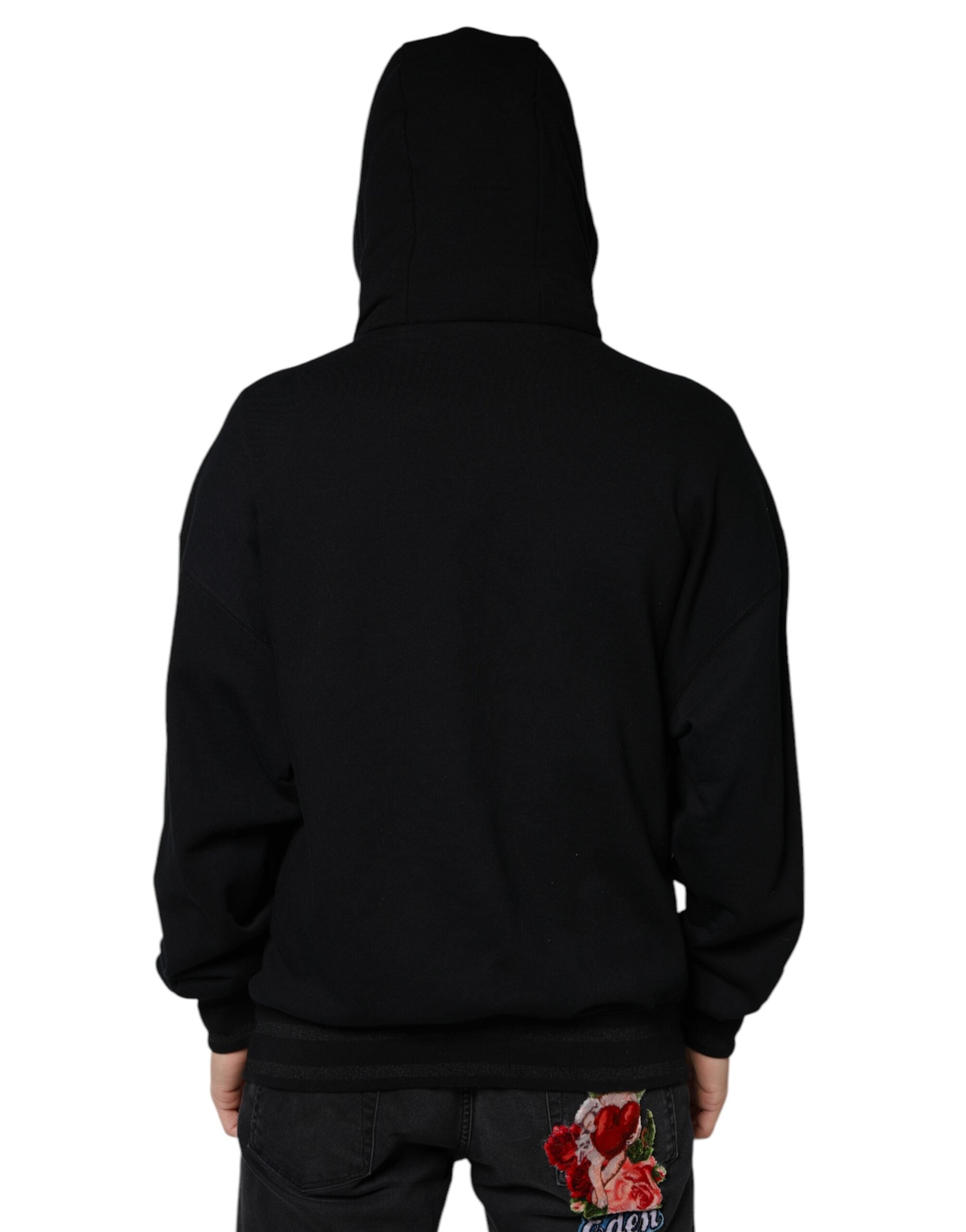 Sweat à capuche noir pour homme Dolce & Gabbana, pull décontracté avec capuche, style moderne et élégant.