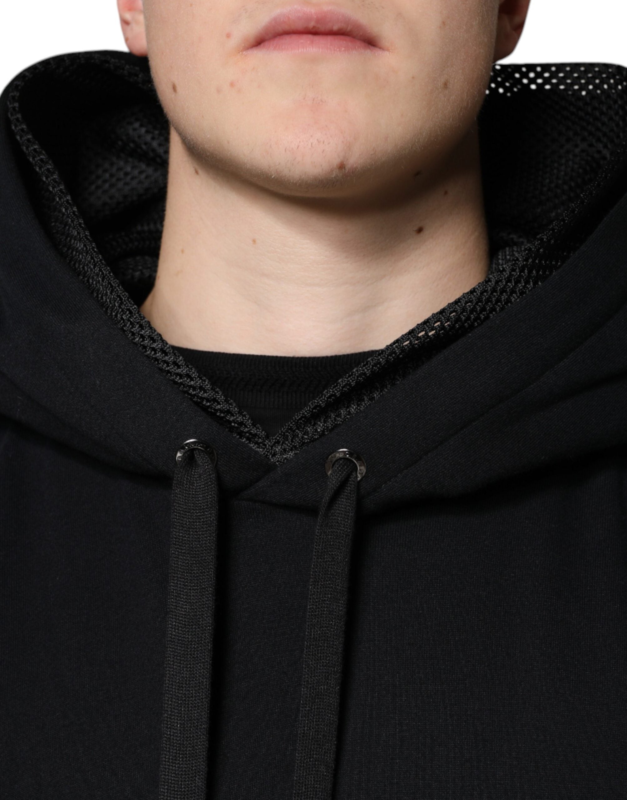 Sweat-shirt à capuche noir pour homme de Dolce & Gabbana, pull en molleton avec logo et style décontracté.