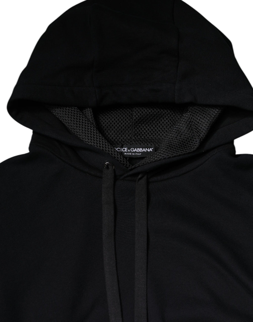 Sweat-shirt à capuche noir Dolce & Gabbana pour homme, pull décontracté en coton avec logo sobre.