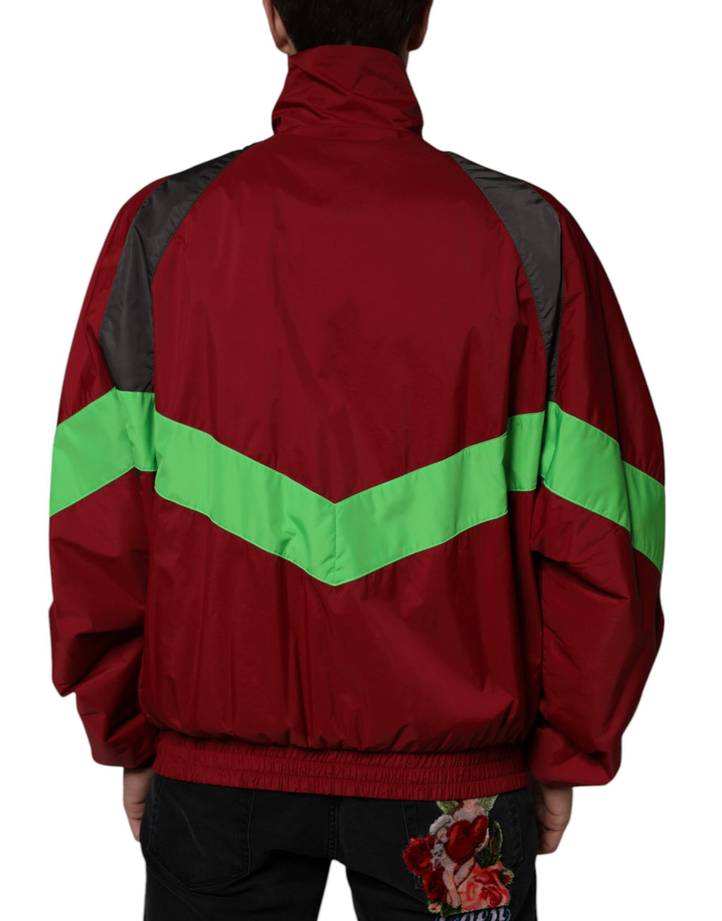 Veste coupe-vent en nylon multicolore Dolce & Gabbana avec zip complet, design élégant et coloré.