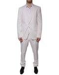 Costume formel blanc en laine et soie Dolce & Gabbana, costume slim fit à trois pièces, veste, pantalon et gilet élégants.