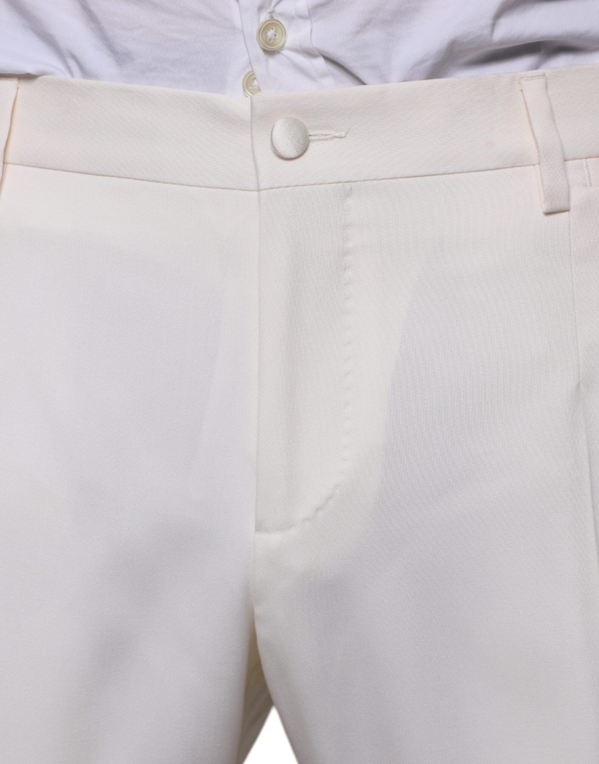 Costume formel en laine et soie blanche Dolce & Gabbana, costume trois pièces ajusté pour homme.