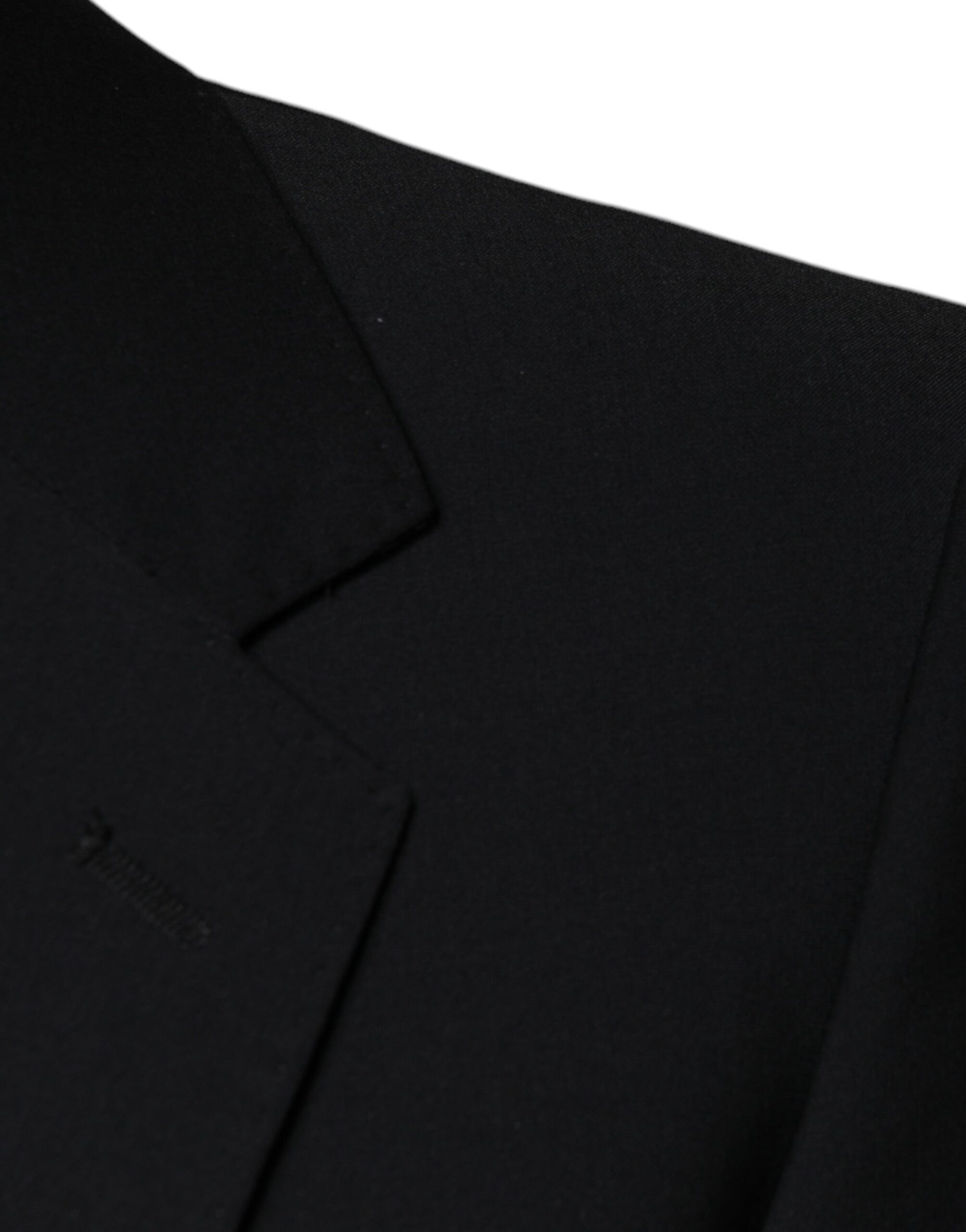 Costume homme noir en laine Dolce & Gabbana, costume trois pièces, coupe slim, élégant et formel.