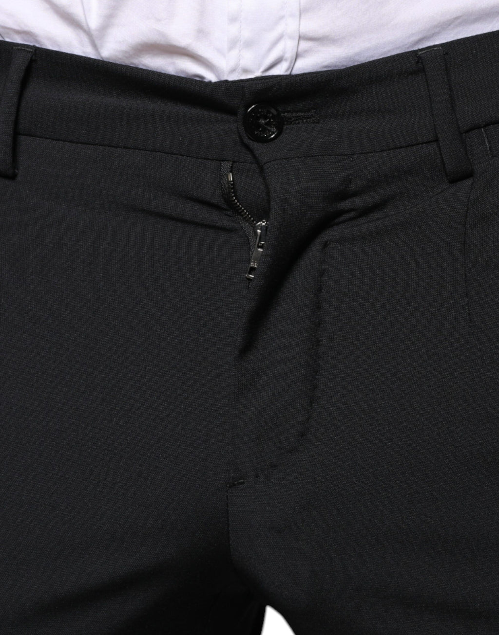 Costume homme Dolce & Gabbana en laine noire, costume trois pièces ajusté pour occasion formelle, détail élégant et sophistiqué.