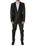Costume deux pièces en jacquard noir à étoiles Dolce & Gabbana Sicilia, veste et pantalon élégants.