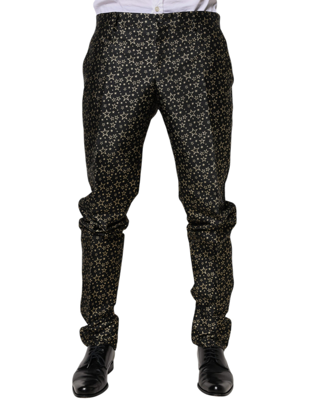 Costume deux pièces Dolce & Gabbana en jacquard noir à motifs d'étoiles Sicilia, élégant et sophistiqué.