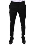 Pantalon habillé skinny en laine noire de Dolce & Gabbana, design formel avec coupe élégante et détails sobres.
