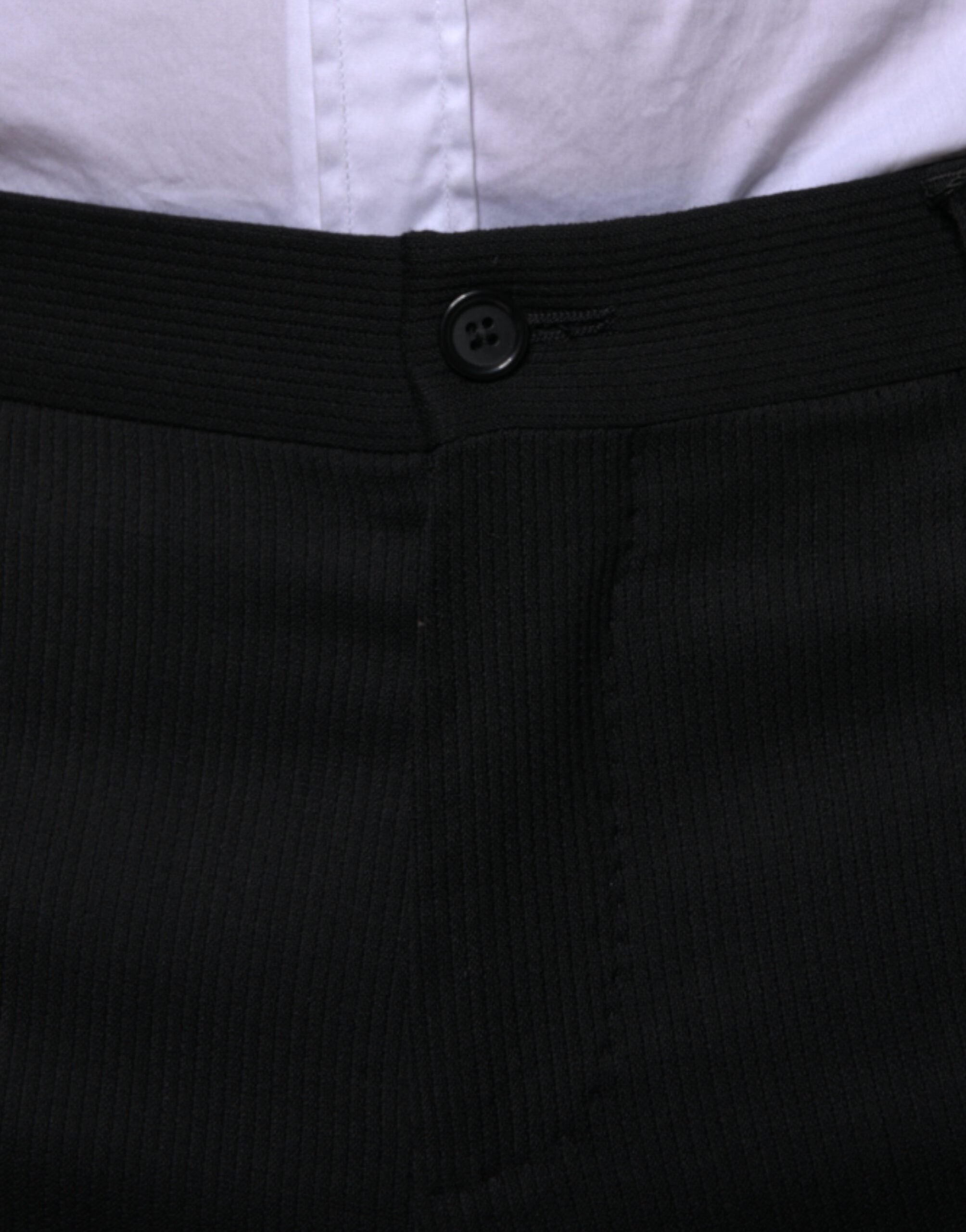 Pantalon formel noir en laine Dolce & Gabbana, pantalon skinny élégant pour homme.