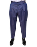 Pantalon formel en laine bleue Dolce & Gabbana, coupe tapered, pour homme, avec une finition élégante.