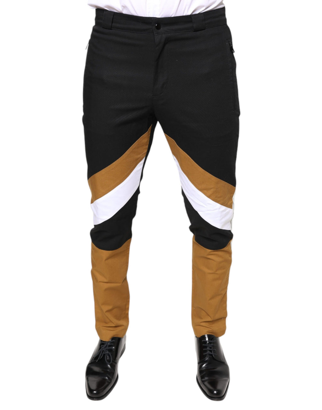 Pantalon skinny en coton à rayures multicolores de Dolce & Gabbana, style ajusté et tendance.