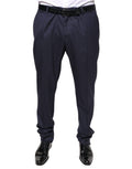 Pantalon homme Dolce & Gabbana en laine bleue, coupe skinny, style formel et élégant.