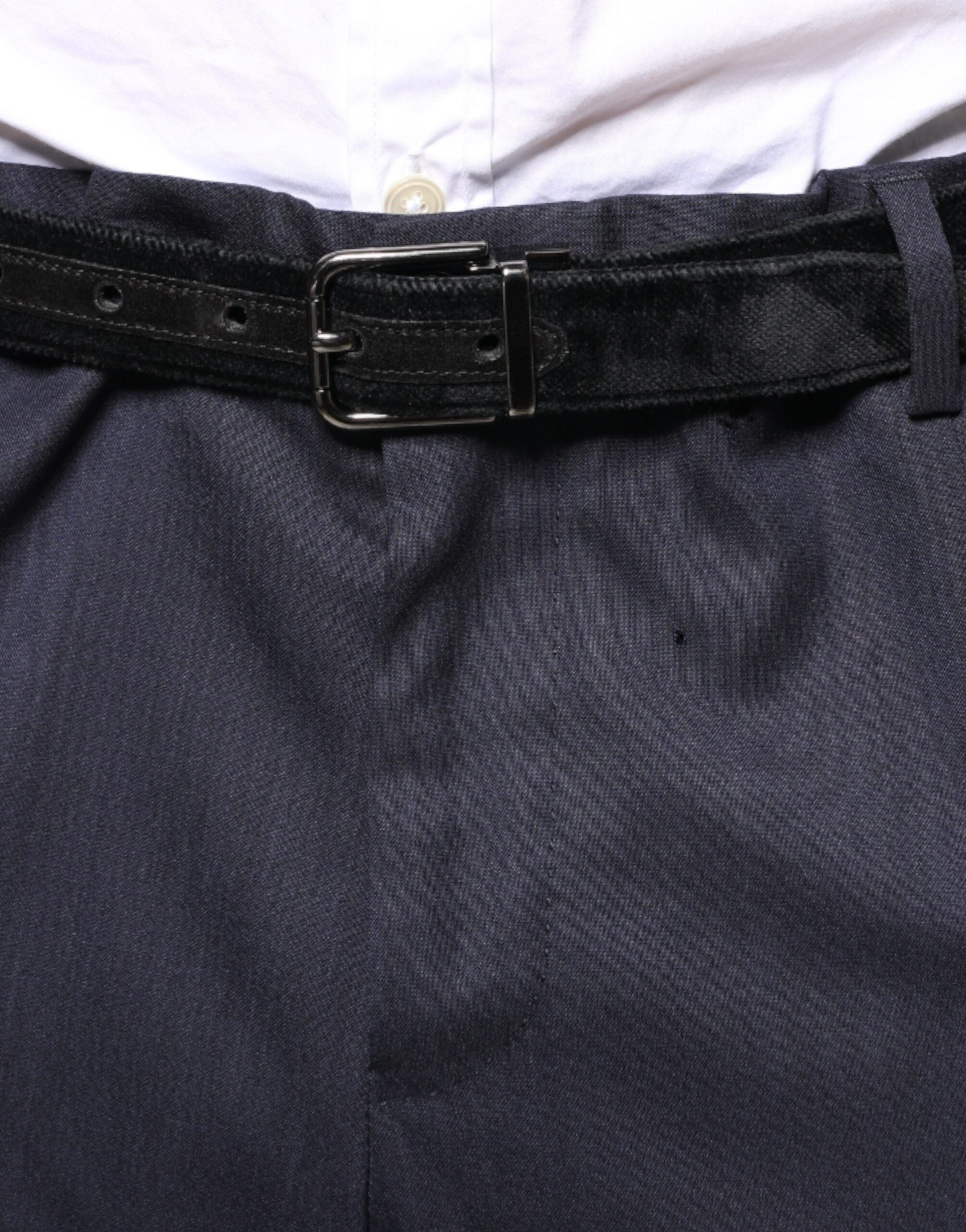 Pantalon habillé en laine bleue de coupe skinny de Dolce & Gabbana, style formel pour homme.