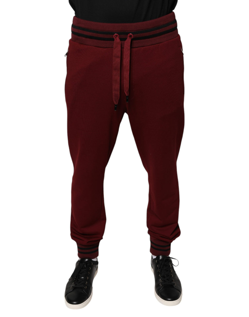 Pantalon jogger en coton rouge foncé pour homme de Dolce & Gabbana, style décontracté et confortable.