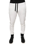 Pantalon de jogging blanc en coton pour homme Dolce & Gabbana, coupe slim, sweatpants confortables et élégants.