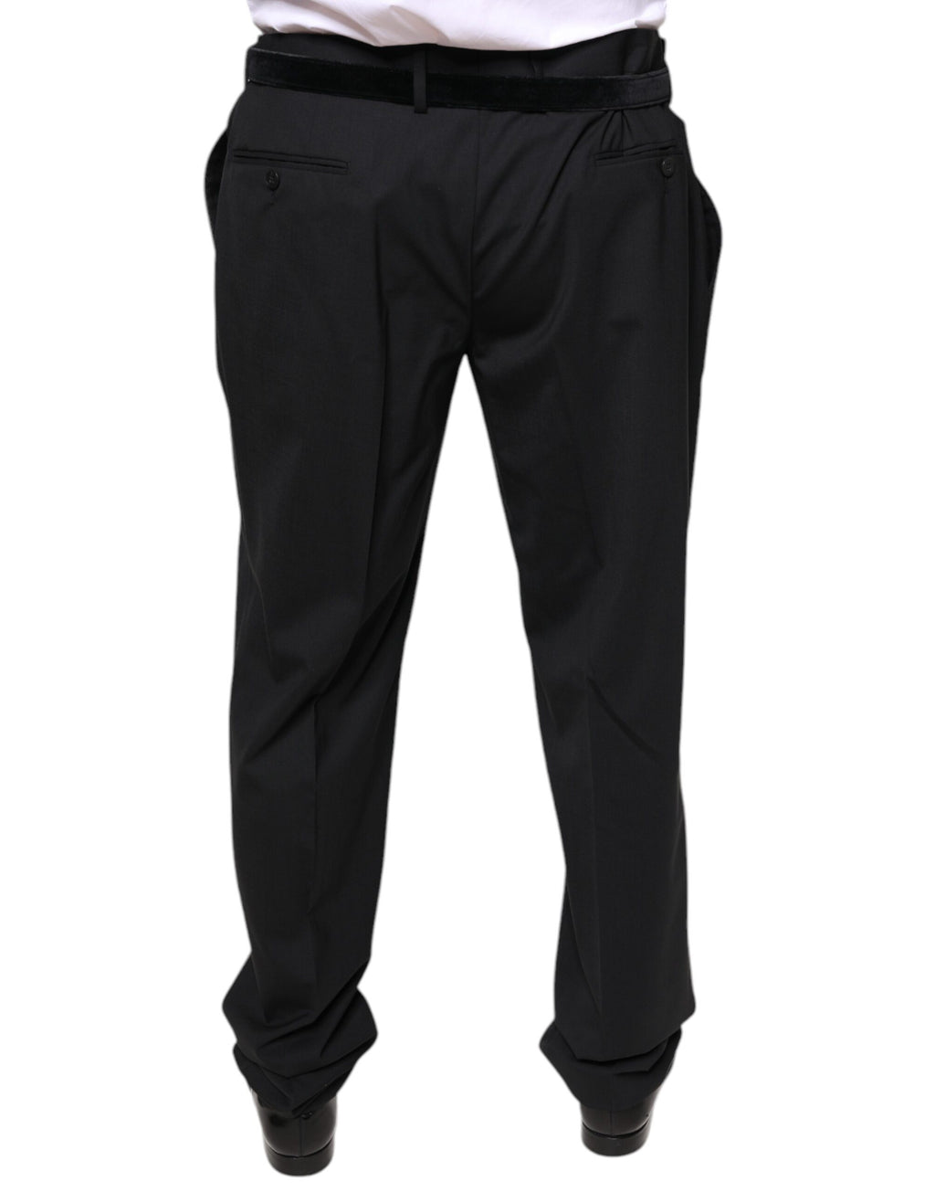Pantalon formel pour homme en laine noire de Dolce & Gabbana, design élégant et ajusté pour occasions sophistiquées.
