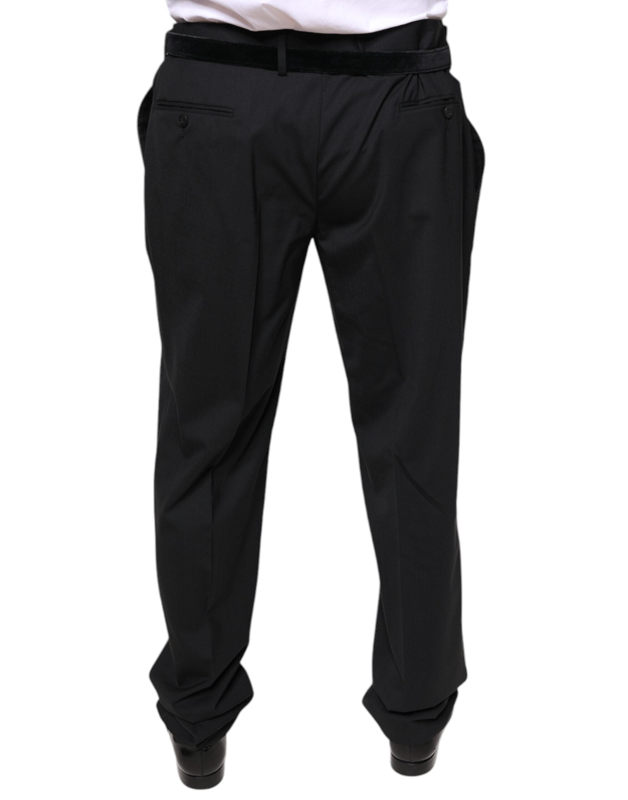Pantalon formel pour homme en laine noire de Dolce & Gabbana, design élégant et ajusté pour occasions sophistiquées.