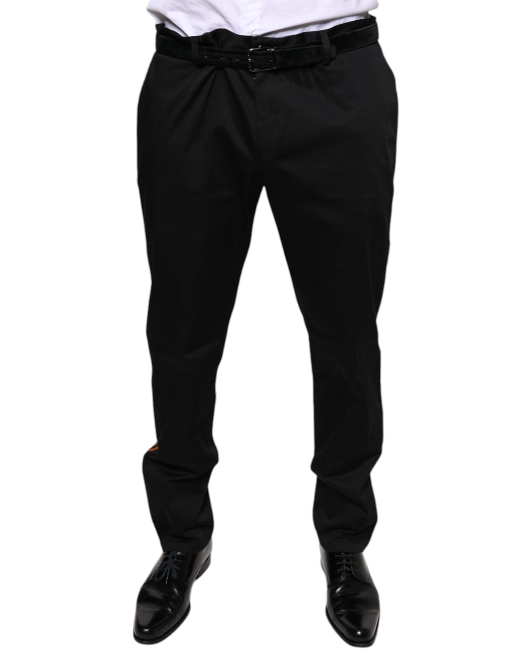 Pantalon homme Dolce & Gabbana en coton stretch noir, coupe skinny élégante, pour dress code sophistiqué.
