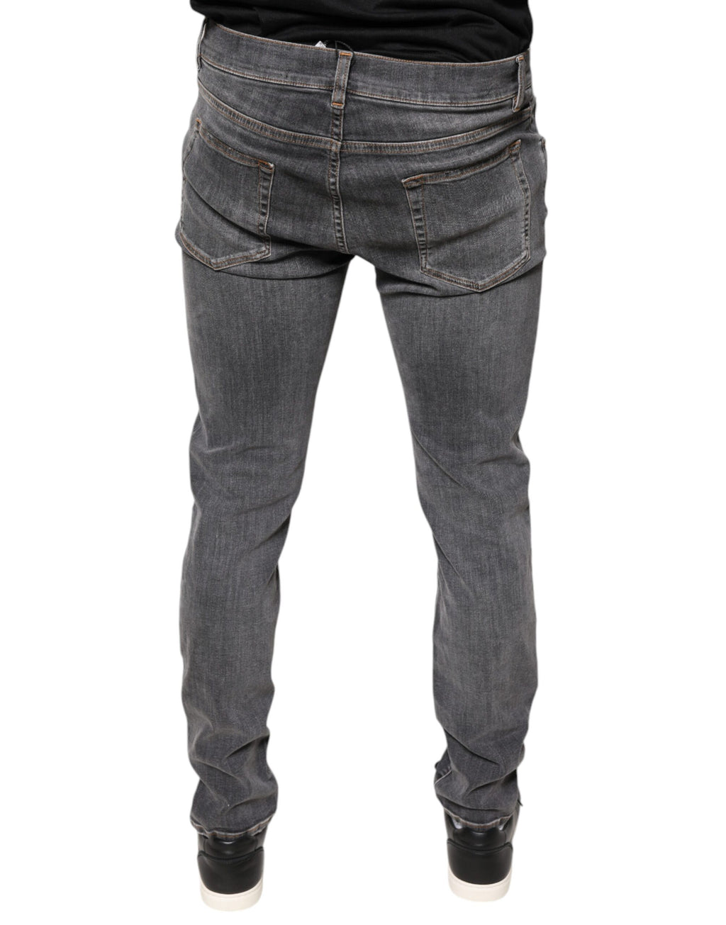 Jeans skinny en denim extensible gris foncé de Dolce & Gabbana, coton, visible avec poches et fermeture éclair.