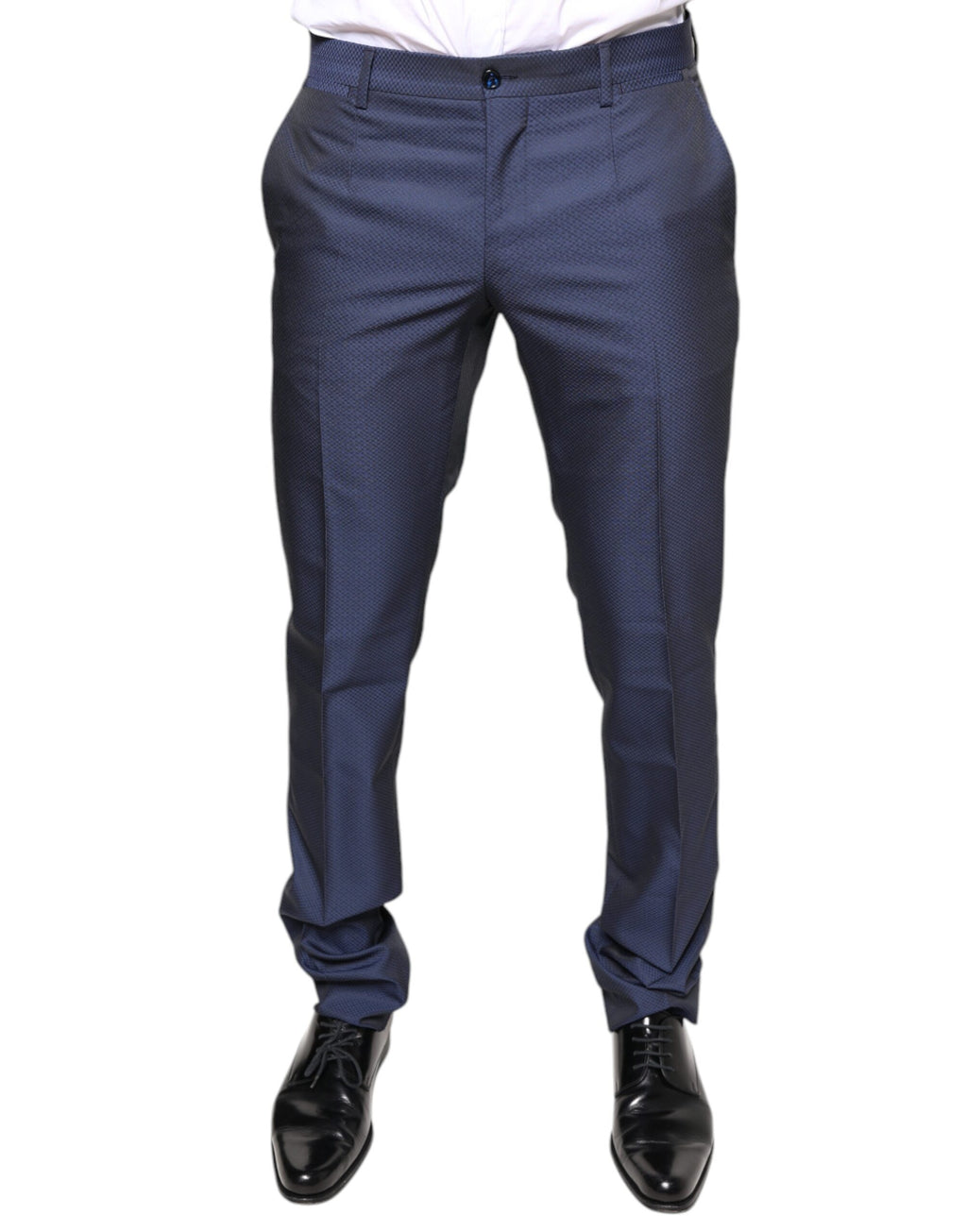 Pantalon de smoking formel en polyester bleu de Dolce & Gabbana, coupe élégante pour occasions habillées.