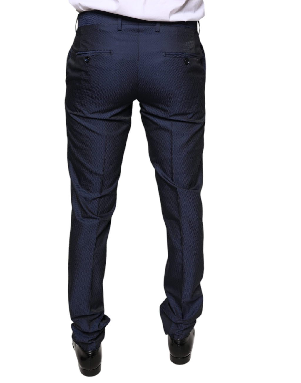 Pantalon de smoking formel en polyester bleu Dolce & Gabbana, style élégant pour occasions spéciales.