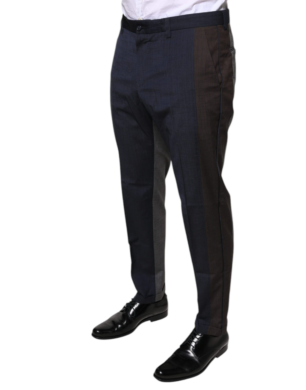Pantalons de costume noirs en coton et laine Dolce & Gabbana, style élégant et classique, visibles sur cette image.