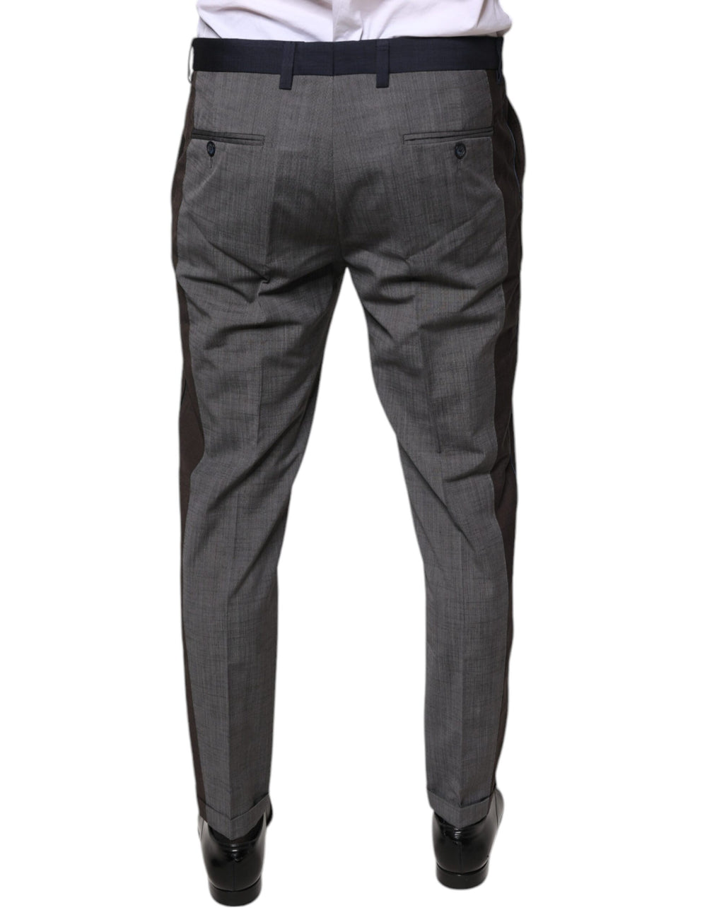 Pantalon formel noir en coton et laine Dolce & Gabbana, coupe élégante et finition soignée, pour homme ou femme.